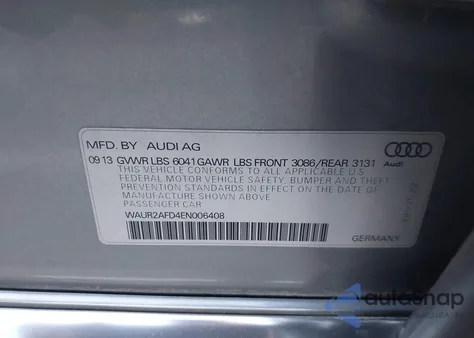 2014 Audi A8 L 4.0T из США, поврежденный, VIN WAUR2AFD4EN006408